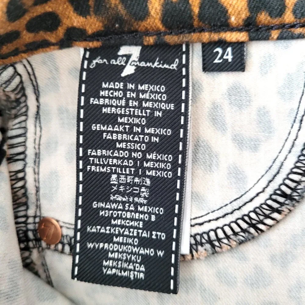 NWT 7 For All Mankind Leopard-Print High Rise Slim Fit Kick Flare Cropped Jeans - Picture 15 of 16